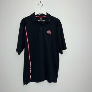 Ohio State Mens Medium Black &Red Nike Dri-Fit Authentic Team Appa Polo Shirt